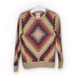 Cotton & Rye sweater Border Star Print The Firestone Aztec Southwest knit Small